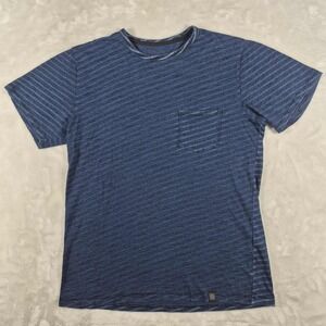 Rag & Bone T-Shirt Men's Large‎ Blue Striped Crew Neck Pocket Short Sleeve Tee
